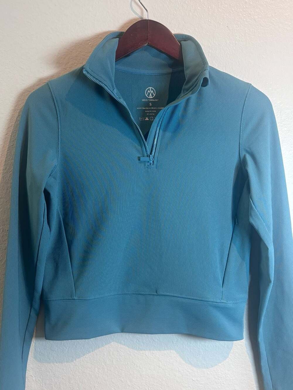 Move Theology Women's Ribbed Blue Half Zip Pullover Jacket Size S